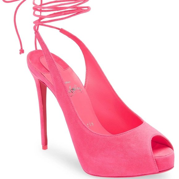 Christian Louboutin LACE UP NVP 120 Suede Platform Heels Sandals Shoes - Picture 3 of 14